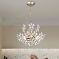 The Lighting Shop Rosa 6 - Light Brushed Silver - Ish Champagne Electric Flower Crystal Chandelier