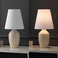JONATHAN Y Xander 19.5" Minimalist Scandinavian Concrete Effect Resin/Iron Ginger Jar LED Table Lamp, Matte Black (Set of 2), JYL5605A - SET2