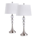 Homeglam Madison 27 - Inch Crystal Ball Metal Table Lamp (Set of 2) Brushed Nickel